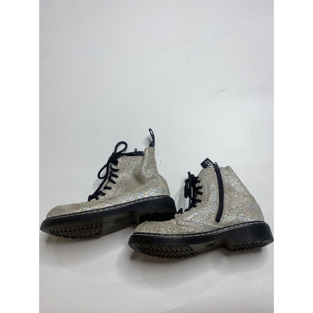 Dr Martens 1460 Pascal Snake Soft‎ Leather Silver Iridescent Woman's Sz 3